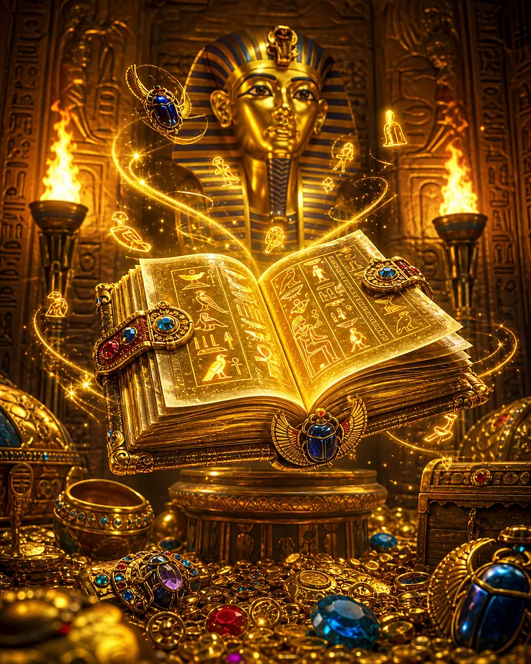 Okładka slotu Book of Dead ze złotą księgą i egipskimi symbolami