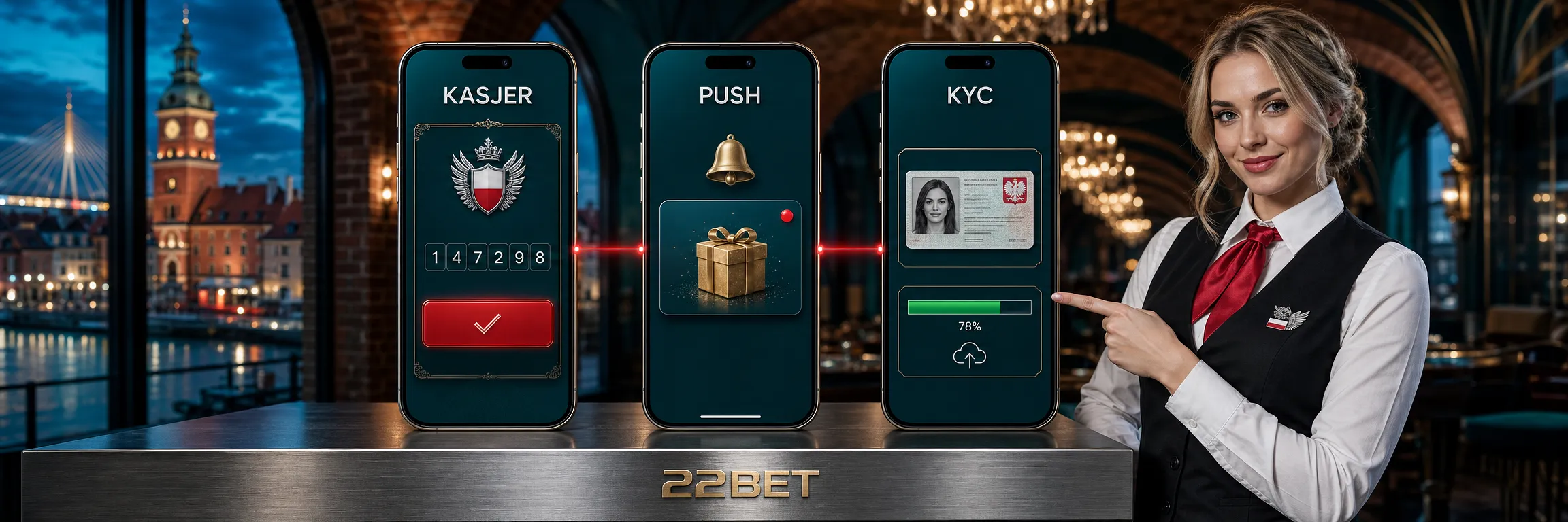 Funkcje aplikacji 22Bet: kasjer BLIK, powiadomienia push i KYC z dowodem