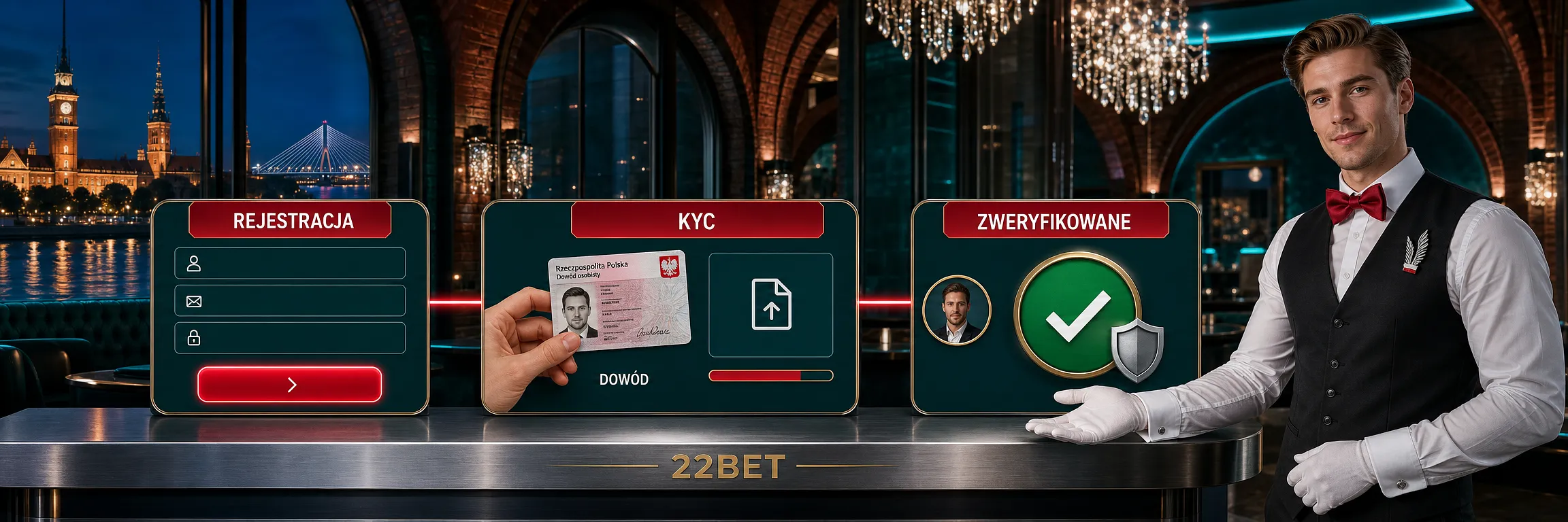 Zakładanie konta w 22Bet z polskim dowodem osobistym i weryfikacją KYC na telefonie