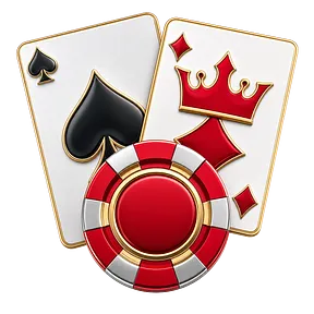 Ikona blackjacka z kartami i żetonem