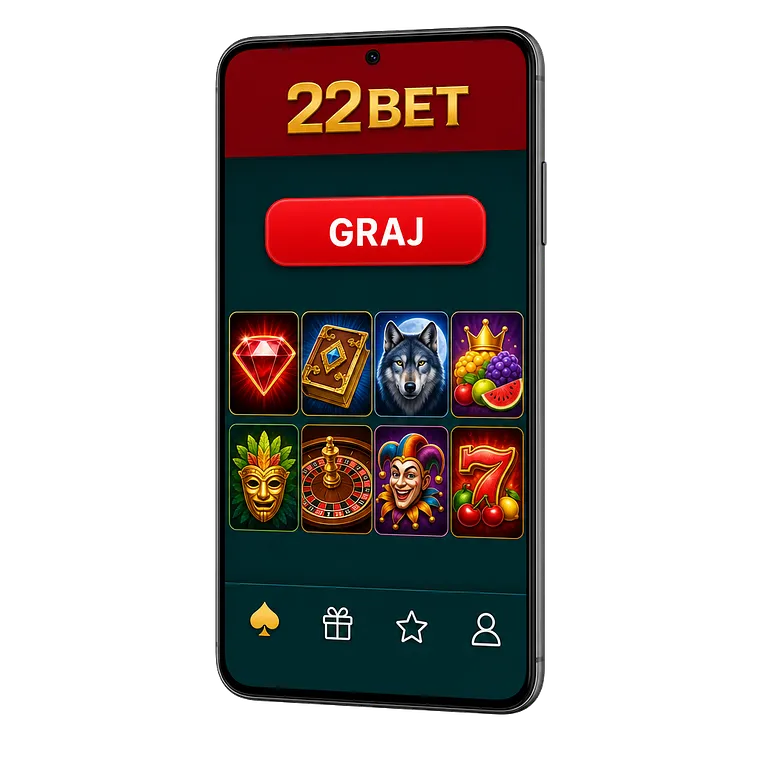 Aplikacja mobilna 22Bet na ekranie smartfona